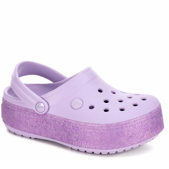 platform glitter crocs